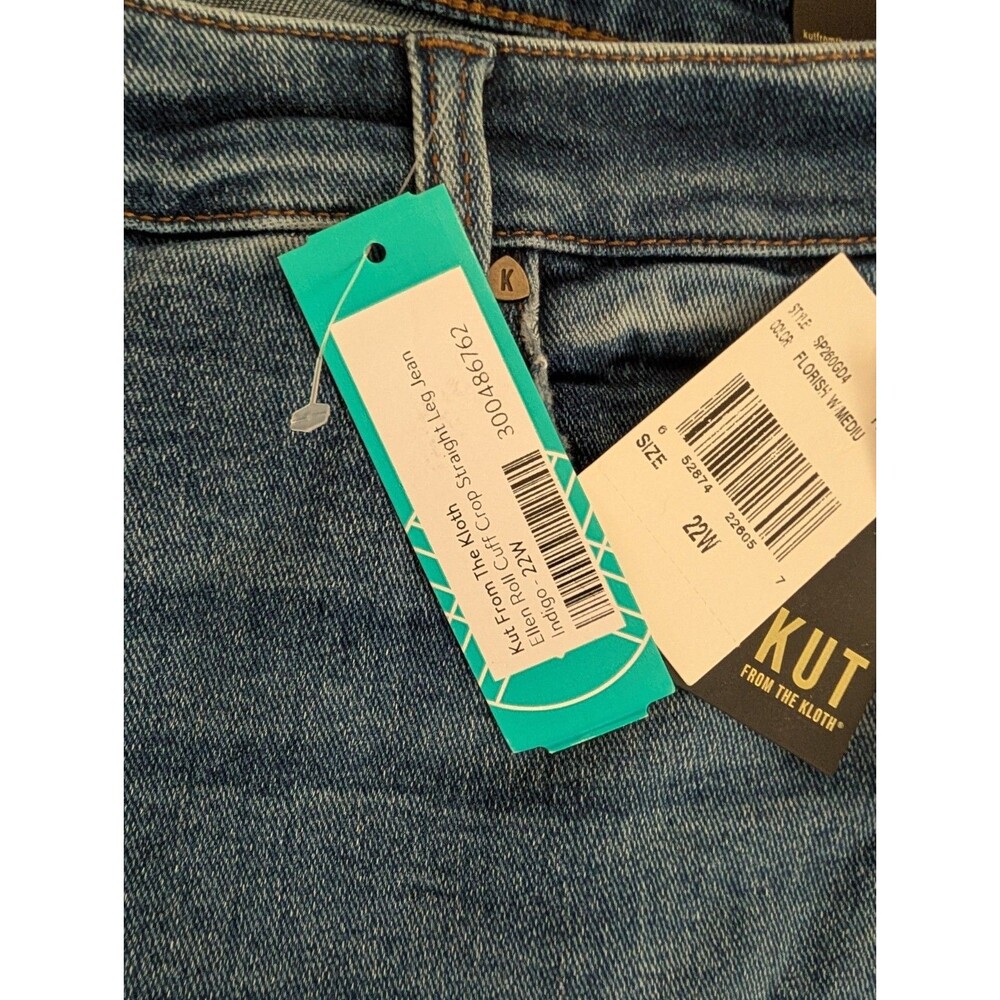 KUT FROM THE KLOTH. Jeans 22W Ellen Roll Cuff Crop Straight Leg Stitch Fix NWT - Picture 5 of 11